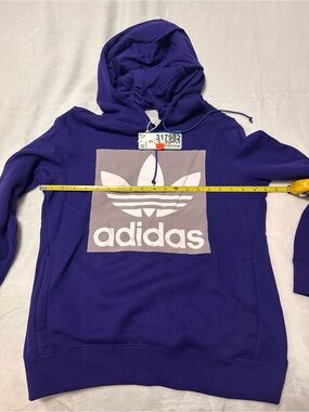adidas Purple Crewneck Hoodie with Trefoil Logo